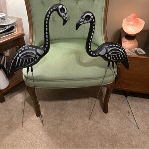 Pair Rare Black Skeleton Flamingo Blow Mold Halloween Lawn Yard Decor Sculpture